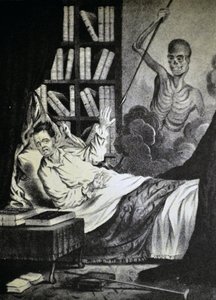Currier & Ives Illustrasjon 1800-tallet. Den dårlige mannen i dødens time av N. and Ives, J.M. Currier