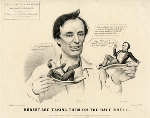 Ærlig Abe tar dem på det halve skallet, 1860 av N. and Ives, J.M. Currier