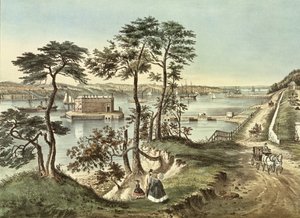 Staten Island and the Narrows fra Fort Hamilton av N. and Ives, J.M. Currier