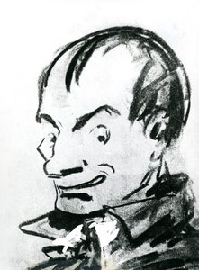 Karikatur av Charles Baudelaire (1821-67) (blyant på papir) (s/hv-foto) av Nadar