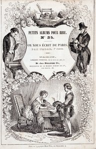 Frontispice av «Little albums for laughs nummer 25. De skrev oss fra Paris. Andre del", 1850 (gravering) av Nadar