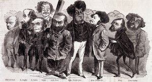 Portretter av forfatterne Paul de Kock (1793-1871), Emile Augier (1820-1889), Eugene Scribe (1791-1861), Felix Nadar, Alphonse Karr (1808-1890), Alexandre Dumas far (1802-1870) og Alexandre Dumas Jr. (1824-1895), Joseph Mery (1798-1866) og Leon Gozan (1803 av Nadar
