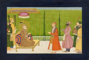 Poeten Sundar Das før keiser Shah Jahan, folio fra en <em>Sundar Shringar</em>