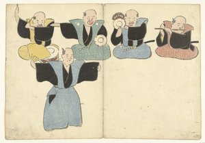 Fire musikere og en noh-danser Bildealbum av Korin (serietittel) Korin gafu (serietittel) av Nakamura Hochu