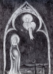 Angel Gabriel, 2015, (Graphite Pencil Study on card) av Nancy Moniz Charalambous