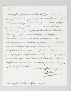 Signert brev fra Napoleon til sin stesønn, prins Eugène de Beauharnais Napoleon