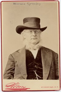 Horace Greeley (1811–72), amerikansk politiker og avisredaktør (albumfoto) av Napoleon Sarony