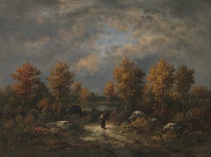 Høst: The Woodland Pond, 1867. av Narcisse Virgile Diaz de la Peña