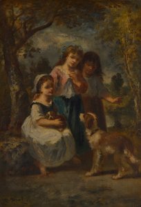 Tre små jenter, ca. 1870.