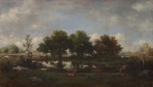 Skoglandskap med hjorter av Narcisse Virgile Diaz de la Peña