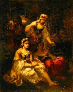 Fire spanske jomfruer, ca. 1844-60 (olje på panel)