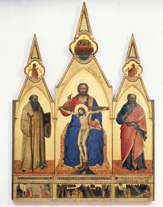 Den hellige treenighet med St. Romuald og St. Andrew, 1365 (tempera på panel) av Nardo di Cione Orcagna