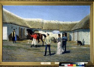 Hesteoppdretter. Maleri av Narkis Nikolaevich Bunin (1856-1912). Olje på lerret, 80 x 125 cm av Narkis Nikolaevich Bunin