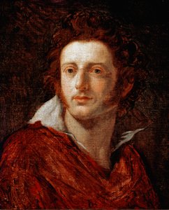 Portrett av den italienske poeten og dramatikeren Ugo Foscolo (1778-1827) Maleri av Natale Schiavoni (1777-1858) Firenze fra 1800-tallet, Galleria d