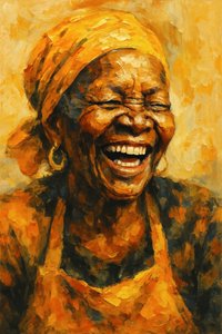 Portrett av «Golden Laughter» av Natalie Bruns
