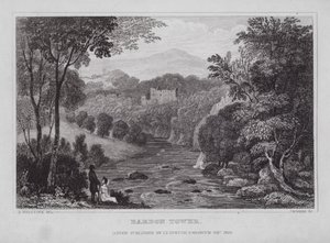 Bardon Tower (gravering) av Nathaniel (after) Whittock