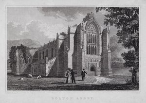 Bolton Abbey (gravering) av Nathaniel (after) Whittock