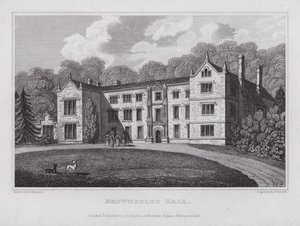 Brownholme Hall (gravering) av Nathaniel (after) Whittock