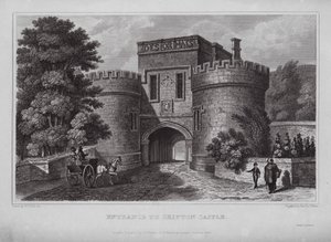 Inngang til Skipton Castle (gravering) av Nathaniel (after) Whittock