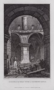 Interiør av Great Tower of Richmond Castle (gravering) av Nathaniel (after) Whittock