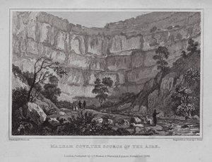 Malham Cove, kilden til Aire (gravering)