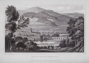 Otley Bridge, Wharfdale (gravering) av Nathaniel (after) Whittock