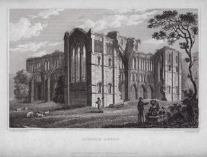 Rievaulx Abbey (gravering) av Nathaniel (after) Whittock
