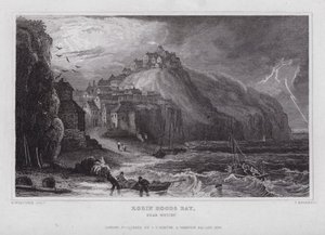Robin Hoods Bay, nær Whitby (gravering) av Nathaniel (after) Whittock