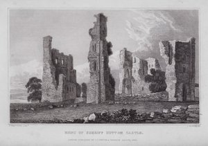Ruinene av sheriff Hutton Castle (gravering)
