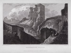 Scarborough Castle (gravering) av Nathaniel (after) Whittock