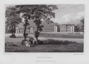 Studley Royal (gravering) av Nathaniel (after) Whittock