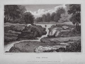 The Strid (gravering) av Nathaniel (after) Whittock