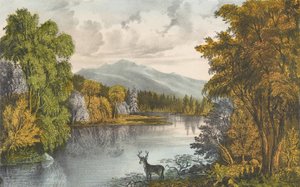 Moosehead Lake, Maine, 1857-72., 1857-72. Skapere: Nathaniel Currier, James Merritt Ives, Currier og Ives. av Currier and Ives