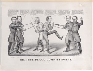 The True Peace Commissioners, 1865., 1865. Skapere: Nathaniel Currier, James Merritt Ives, Currier og Ives. av Currier and Ives