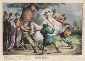 Mazeppa: Plate 1 med sett med fire (4) plater (bundet til en hest) av Nathaniel Currier