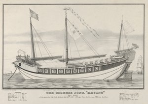 The Chinese Junk Keying-Captain Kellett-Som hun dukket opp i New York havn 13. juli 1..., 1847. av Nathaniel Currier