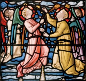 Three Censing Angels, detalj fra Christ In Majesty, ca. 1863 (farget glass)
