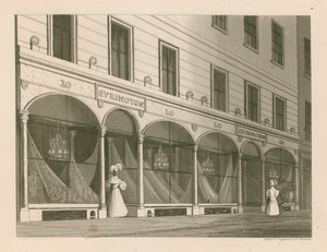 Butikkfront for Mrs Everington, India sjallager, 10 Ludgate Street, London