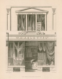 Butikkfront for WH Ablett, Outfitting Warehouse, Cornhill, London av Nathaniel Whittock