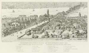 Southwark og London Bridge, slik de dukket opp rundt 1546