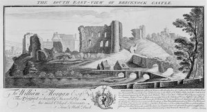 Den sørøstlige utsikten over Brecknock Castle, 1741