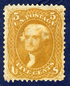 5c Jefferson singel, 1861. av National Bank Note Company