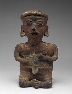 Mannsfigur, del av sittende par, 300 BC-AD 300 (keramikk med slip)
