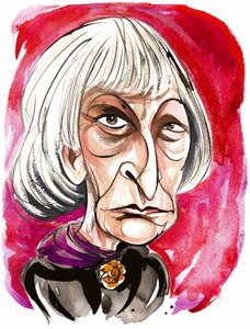 Elisabeth Lutyens - fargekarikatur av Neale Osborne