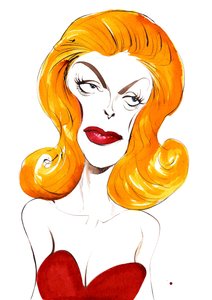 Julie London amerikansk sanger og skuespillerinne (1926-2000); fargekarikatur, 2015 av Neale Osborne