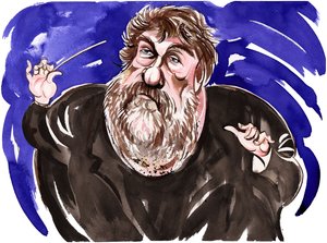 Oliver Knussen - fargekarikatur av Neale Osborne