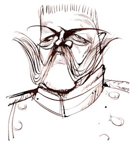 Paul von Hindenburg -polskfødt, tysk general og president (1847-1934); karikatur av Neale Osborne