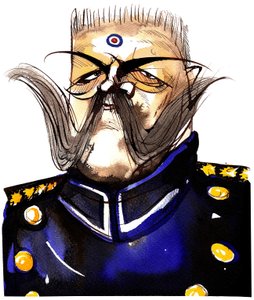 Paul von Hindenburg -polskfødt, tysk general og president (1847-1934); fargekarikatur av Neale Osborne