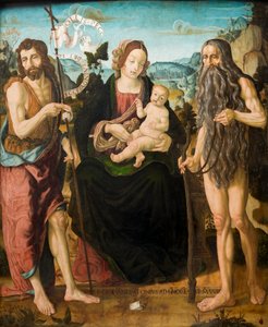 Jomfru og barn mellom døperen Johannes og St. Onuphrius (tempera på panel)