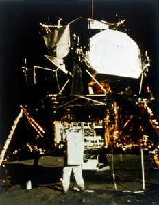 Buzz Aldrin av Lunar Module på overflaten av månen, Apollo II-oppdrag, juli 1969. av Neil Armstrong
